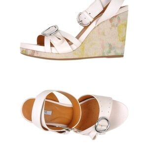 Geox White Floral Wedge Sandals